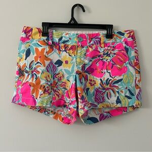 Lilly Pulitzer Callahan Vibrant Floral Mid Rise Besame Mucho Cotton Shorts 14